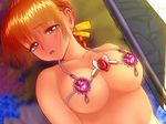  animated_gif blush bouncing_breasts braid dead_or_alive ebina_souichi embarrassed eyes_closed hair_ribbon kasumi kasumi_(dead_or_alive) long_hair nipples nude open_mouth oppai orange_eyes orange_hair ribbon single_braid topless undressing 