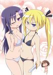  asymmetrical_docking bad_id bad_pixiv_id bikini blonde_hair breast_press breasts brown_hair camisole celebi_ryousangata flat_chest goshiki_agiri hair_ribbon highres kill_me_baby knife long_hair lowleg lowleg_bikini medium_breasts multiple_girls navel o_o one_eye_closed oribe_yasuna panties purple_eyes purple_hair ribbon short_hair shuriken small_breasts sonya_(kill_me_baby) swimsuit twintails underwear weapon 