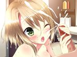  :o blonde blush censored ejaculation green_eyes kamiya_maneki open_mouth relations_sisterxsister semen tagme tekoki wink 