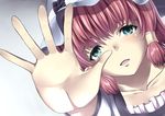  cosplay green_eyes hair_tubes hakaba_(dairiseki) hands hat open_mouth outstretched_hand quiz_magic_academy ruquia shiina_mayuri shiina_mayuri_(cosplay) solo steins;gate 