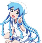  blue_eyes blue_hair dress hat high_res ikamusume long_hair shinryaku!_ikamusume tentacle_hair 