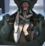  black_socks brown_hair cockpit controls convenient_censor hair_clip katou_marika modulus mouretsu_pirates red_bow_tie school_bag school_uniform screen_capture space_craft space_pod unbuckling 