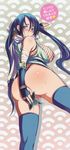  blue_eyes blue_hair long_hair ninja_star oppai stockings twin_tails 