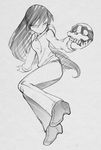  bleedman long_hair oppai pants sketch skull smile 