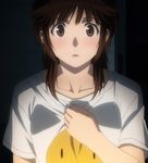  amagami blush brown_eyes brown_hair clavical evening expressive foyer hand_on_chest looking_at_viewer sakurai_rihoko screen_capture smiley_1970&#039;s_icon surprised 