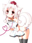  :&lt; ahoge animal_ears bare_shoulders black_legwear blush clothes_in_front collar covering hat heart heart_of_string inubashiri_momiji leash meiya_neon panties red_eyes short_hair silver_hair solo striped striped_panties tail thighhighs tokin_hat touhou underwear underwear_only wolf_ears wolf_tail 
