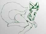  boneitis bra canine female fennec fox green green_and_white green_and_white_theme lingerie lying mammal on_side panties sketch solo underwear 