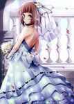  amami_haruka dress flower hair_flower hair_ornament idolmaster idolmaster_(classic) natsu_(anta_tte_hitoha) solo wedding_dress 