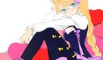  aquarion_(series) aquarion_evol bad_id bad_pixiv_id blush bow glasses hm long_hair mix_(aquarion) pantyhose ribbon sitting solo 