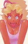  blonde_hair blue_eyes breasts cleavage dark_skin face fangs kuramitsu_mihoshi medium_breasts ramb_chop solo tenchi_muyou! 