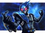  armor bad_id bad_pixiv_id belt compound_eyes dn22059 kamen_rider kamen_rider_fourze_(series) kamen_rider_meteor male_focus sky solo space star_(sky) starry_sky 