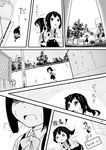  &gt;_&lt; bag blush bus child closed_eyes comic dress errant fence greyscale ground_vehicle k-on! kindergarten_uniform monochrome motor_vehicle multiple_girls nakano_azusa open_mouth ponytail running short_hair sweatdrop translated tree younger 