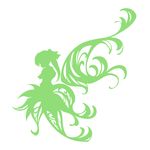  daiyousei dress green hair_ribbon long_hair monochrome mumulatte profile ribbon silhouette simple_background solo touhou wings 