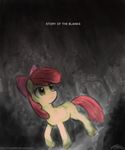  apple_bloom_(mlp) applebloom_(mlp) bow cub dark english_text equine female feral forest friendship_is_magic hair horse john_joseco mammal my_little_pony pony red_hair solo story_of_the_blanks text tree wood young 