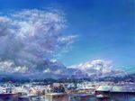  building cityscape cloud day faux_traditional_media heriki_(trkj) no_humans original scenery sky town 