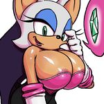  areola_slip bat big_breasts breasts cleavage clothed clothing eyeshadow female gloves green_eyes huge_breasts lips makeup mammal nikesco rouge_the_bat sega solo sonic_(series) unknown_artist wings 