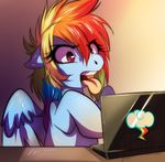  computer cutie_mark equine female feral friendship_is_magic hair horse laptop long_hair mammal multi-colored_hair my_little_pony open_mouth pegasus pony purple_eyes rainbow_dash_(mlp) rainbow_hair solo tartii tongue tongue_out wings 