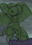  abs anthro biceps big_breasts breasts cleavage clothed clothing cthulhu cthulhu_mythos cuthulu duo female giant green_nipples h.p._lovecraft huge huge_breasts muscles muscular_female nipples pose show_off solo_focus weaselwolf 