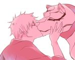  ??? bleach couple feline gay grimmjow_jaegerjaquez ichigo_kurosaki kissing male mammal panther plain_background shinigami tamago white_background 