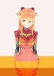  blue_eyes bodysuit brown_hair hair_ornament highres lcl long_hair neon_genesis_evangelion orange_hair plugsuit rebuild_of_evangelion revision shihou_(g-o-s) shikinami_asuka_langley smile solo souryuu_asuka_langley wading wet 