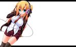  blonde_hair blue_eyes headphones original syroh thighhighs twintails white 