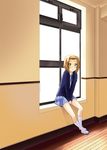  brown_eyes brown_hair hairband hino_minato_(spec.c) k-on! school_uniform short_hair sitting_in_window solo tainaka_ritsu window 