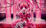  animal_ears blue_eyes candy cat_ears cat_tail copyright_request dress food frills lolita_fashion lollipop pink ribbon solo striped striped_legwear tail thighhighs tinker_bell twintails umbrella zettai_ryouiki 