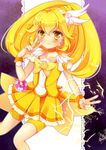  :&gt; bad_id bad_pixiv_id bike_shorts blonde_hair blush bow choker cure_peace double_v hair_flaps hair_ornament highres kise_yayoi magical_girl nekosugi_(hoshi) orange_choker precure shorts shorts_under_skirt skirt smile_precure! solo v wide_ponytail yellow yellow_bow yellow_shorts yellow_skirt 