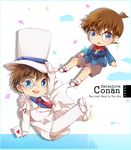  ace_of_hearts bad_id bad_pixiv_id blue_eyes bow bowtie brown_hair cape card chibi copyright_name edogawa_conan glasses hat kaitou_kid kiina kuroba_kaito male_focus meitantei_conan monocle multiple_boys necktie pants playing_card red_bow red_neckwear shoes shorts sneakers top_hat tuxedo 