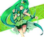  akishima_kei bad_id bad_pixiv_id big_hair bike_shorts cure_march green green_eyes green_hair green_shorts green_skirt long_hair magical_girl midorikawa_nao one_eye_closed ponytail precure shorts shorts_under_skirt skirt smile_precure! solo very_long_hair 