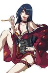  adiane bad_id bad_pixiv_id bare_shoulders bikini_top blue_hair breasts cleavage corset dress eyepatch kiseru large_breasts lipstick long_hair makeup pipe red_eyes scorpion_tail solo tail takase_(harakiri) tattoo tengen_toppa_gurren_lagann 