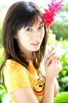 1girl asian flower highres looking_at_viewer nagasawa_nao nao_mail photo shirt t-shirt tshirt 