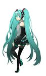  aqua_eyes aqua_hair detached_sleeves hatsune_miku headset logicon long_hair skirt solo thighhighs twintails vocaloid 