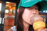  baseball_cap eating food hat ice_cream photo takagawa_hanako tank_top 
