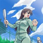  ball baseball baseball_bat blush brown_eyes brown_hair long_hair michael momoe_maria ookiku_furikabutte 