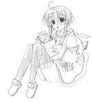  bag book bunny greyscale harmonia mahou_sensei_negima! miyazaki_nodoka monochrome sketch solo thighhighs 