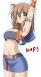  :o arm_grab armband armpits arms_up bad_id bad_pixiv_id bandeau bangs belt belt_buckle blush body_blush breasts brown_hair buckle cleavage copyright_name cowboy_shot deviljho_(armor) dober_(armor) fur_trim green_eyes hair_between_eyes highres horns kaz_(shade) large_breasts long_hair looking_at_viewer looking_back makihara_nodoka midriff miniskirt monster_hunter monster_hunter_portable_3rd navel open_mouth original profile shadow sideboob sidelocks simple_background skirt solo standing stretch studded_belt teeth underboob white_background 