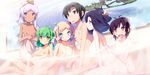  5girls akinoko bath black_eyes black_hair blue_eyes chitoseya_touko doudou_momo game_cg gradient_hair green_hair highres ichimakase_otome kaminoyu kamiya_yoshito koushina_ayano mixed_bathing mizumoto_anri multicolored_hair multiple_girls non-web_source nude orange_eyes purple_eyes red_eyes towel white_hair 