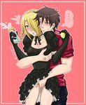  beelzebub_(manga) blonde_hair blush breasts cleavage grab grabbing hilda_(beelzebub) karoll_ann large_breasts oga_tatsumi 