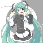  bad_id bad_pixiv_id black_eyes green_hair hatsune_miku head_tilt heterochromia long_hair open_mouth project_diva_(series) project_diva_extend skirt solo twintails ura-omote_lovers_(vocaloid) very_long_hair vocaloid white_eyes yamarisu_(ymrs) 