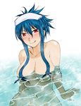  blue_hair blush breasts dcd diamond_cut_diamond kenji_t1710 large_breasts red_eyes shigyou_yuuyami steam sweat taguchi_kenji water 