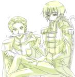  artist_request code_geass formal green_hair jeremiah_gottwald lelouch_lamperouge lowres male male_focus source_request suit 