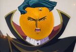  1boy artist_request bust code_geass face food fruit green_hair jeremiah_gottwald male male_focus orange orange_eyes photoshop screencap solo source_request upper_body 