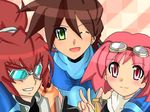  1girl 2boys aero barrel_caskett barrett_(rockman_dash) capcom male multiple_boys pixiv_thumbnail rock_volnutt rockman rockman_dash rockman_dash_3 tonchinkan 