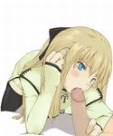  blonde_hair blue_eyes blush censored cyril fellatio handjob long_hair oral penis sega shining_(series) shining_force shining_force_exa 