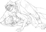  2boys cuddle cuddling ganondorf link male_focus monochrome mtfy multiple_boys the_legend_of_zelda white_background yaoi 