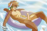  &hearts; balls cheese do_want erection green_eyes hat hot looking_at_viewer male mammal mustelid nachos nude otter outside penis pool potato_otter potatootter solo toy tube visor water yum yummy 