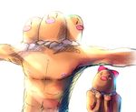  1girl abs bad_id bad_pixiv_id blush_stickers bow brown dark_skin diglett dugtrio flat_chest gen_1_pokemon hands_on_own_chest light_rays nipples no_humans outstretched_arms personification pokemon shigaraki_(strobe_blue) simple_background sunbeam sunlight what white_background 