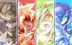  1440x900 4girls blue_eyes brown_hair fangs gnome green_eyes green_hair mon-musu_quest! monster_girl multiple_girls pointy_ears red_eyes salamander sylph undine wallpaper yellow_eyes 