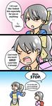  3koma apron backpack bag blush child comic dan_kim duplicate english grey_hair hairband mother_and_daughter multiple_girls original ponytail randoseru ribbon tsundere 